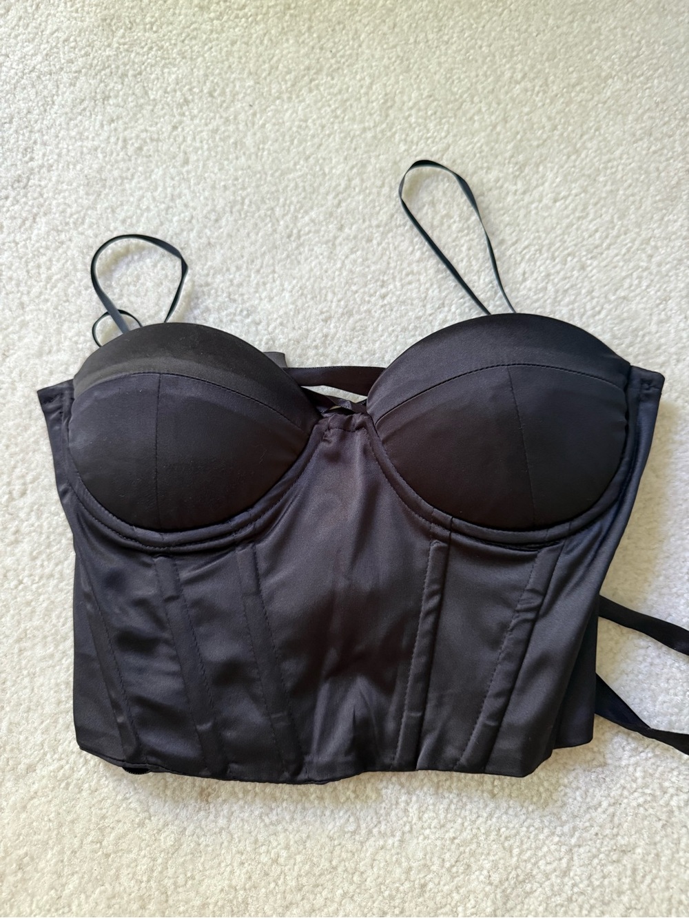 Princess Polly Black Longline Bustier Crop Top